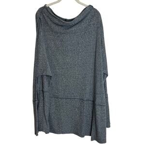 Free People We The Free Londontown Top Size M Gray Ribbed Cowl Neck Long Sleeve
